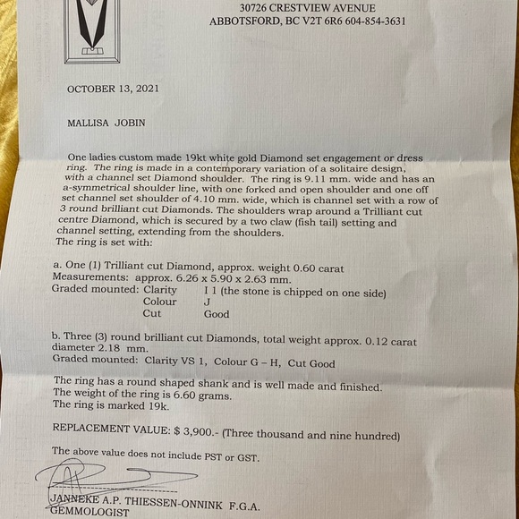 Genuine Diamond Ring, custom Trilliant cut - Picture 11 of 17